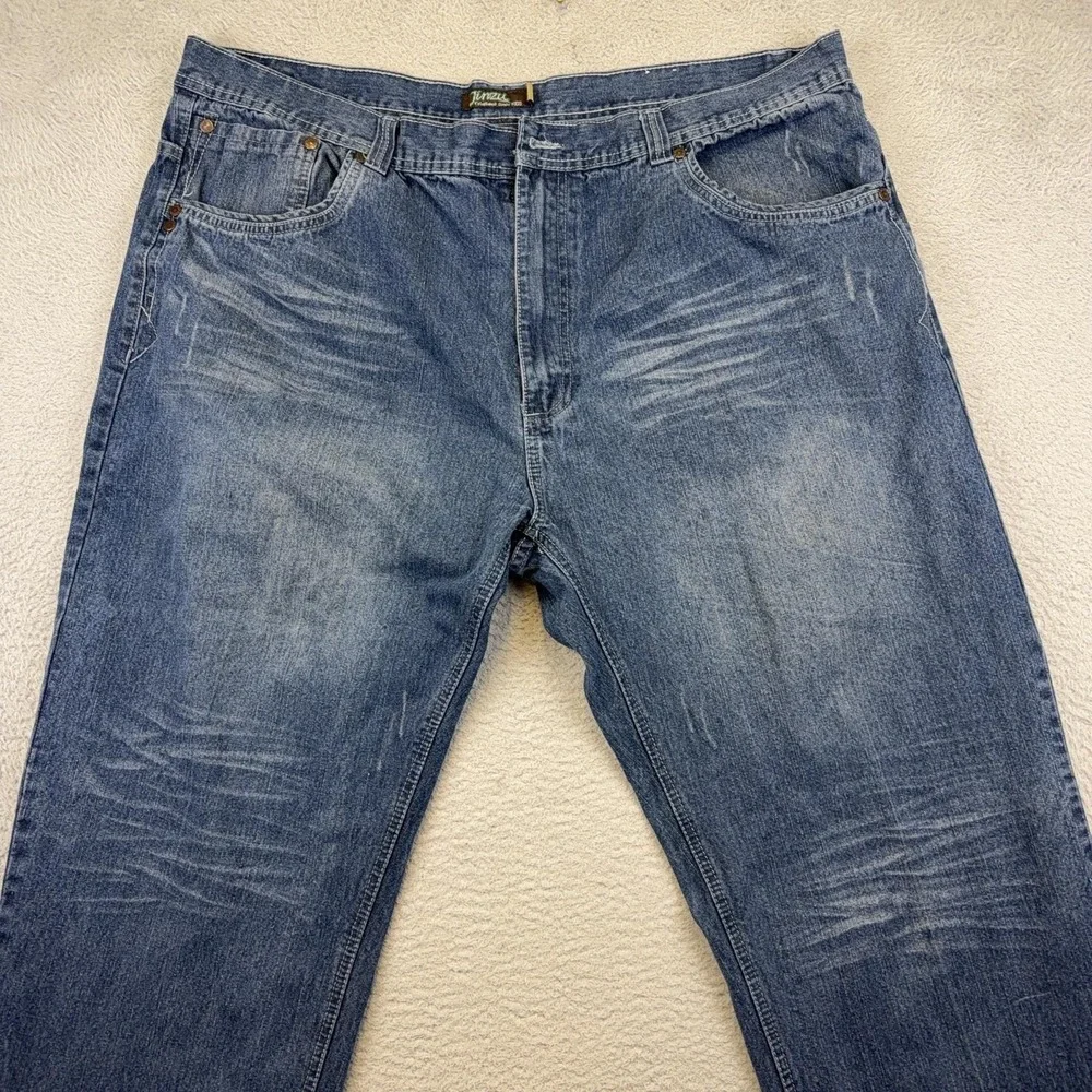 Jinzu Jeans Mens 44x32 Blue‎ Relaxed Fit Straight Denim Studded Back 46 Tag
